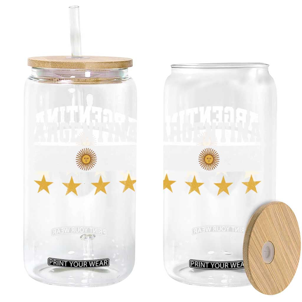 Argentina Champions 2026 4th Star Glass Can Vintage Sol De May and Stripes