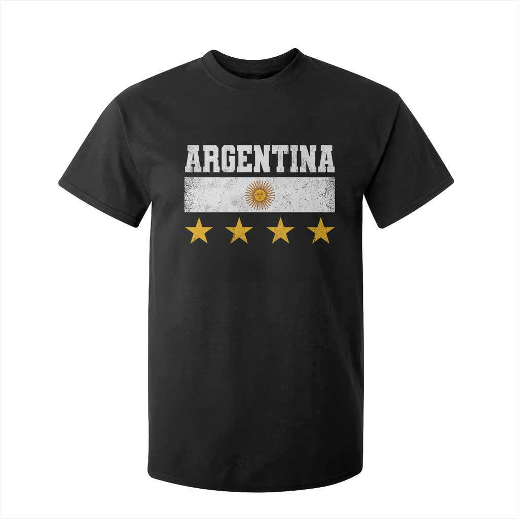 Argentina Champions 2026 4th Star T Shirt For Kid Vintage Sol De May and Stripes