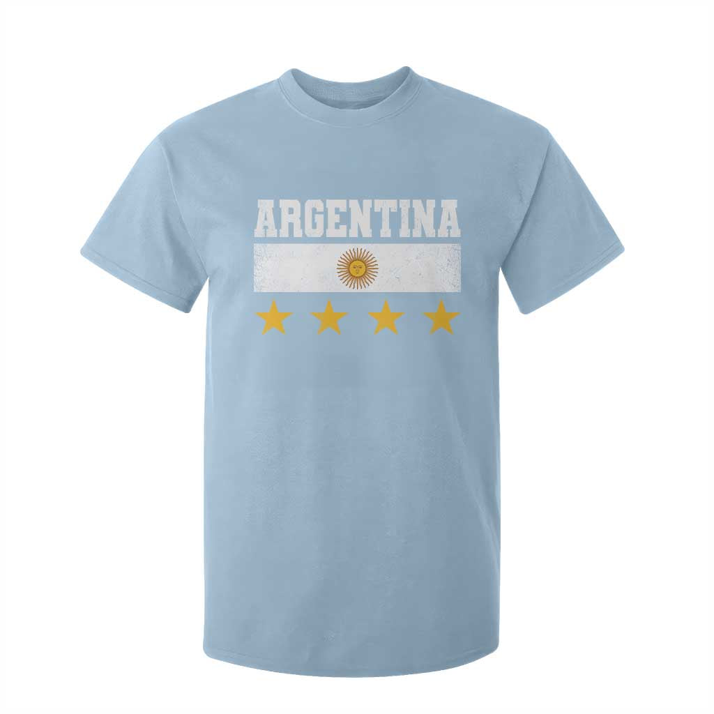 Argentina Champions 2026 4th Star T Shirt For Kid Vintage Sol De May and Stripes TS11 Light Blue Print Your Wear