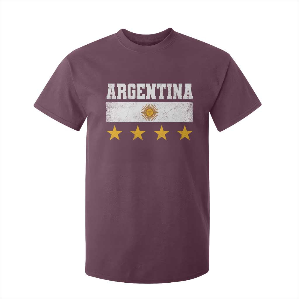Argentina Champions 2026 4th Star T Shirt For Kid Vintage Sol De May and Stripes