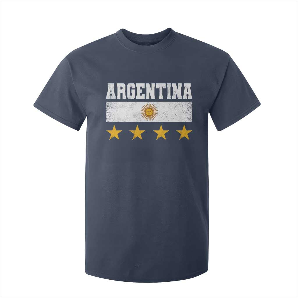 Argentina Champions 2026 4th Star T Shirt For Kid Vintage Sol De May and Stripes