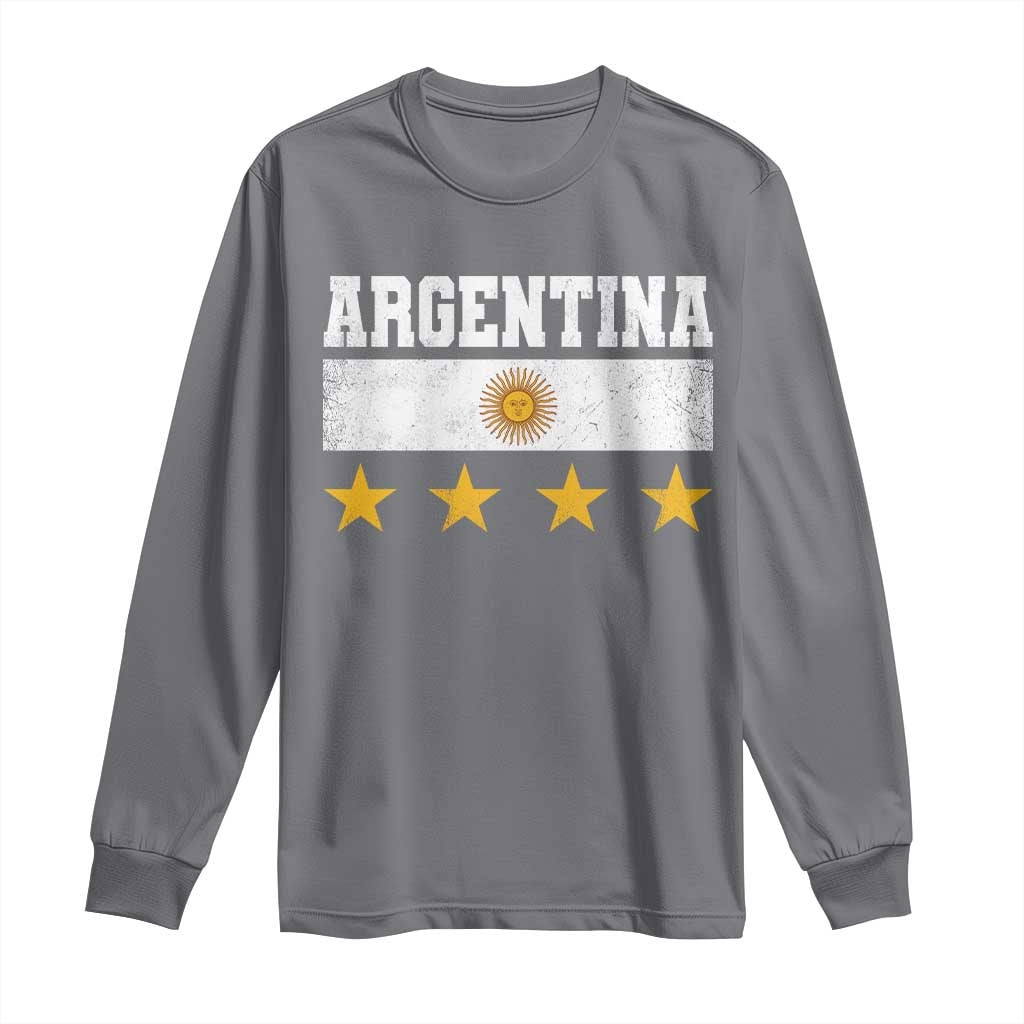 Argentina Champions 2026 4th Star Long Sleeve Shirt Vintage Sol De May and Stripes