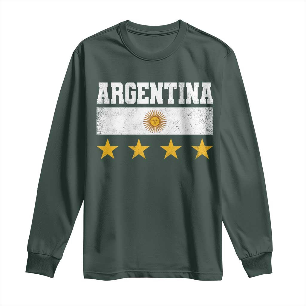 Argentina Champions 2026 4th Star Long Sleeve Shirt Vintage Sol De May and Stripes