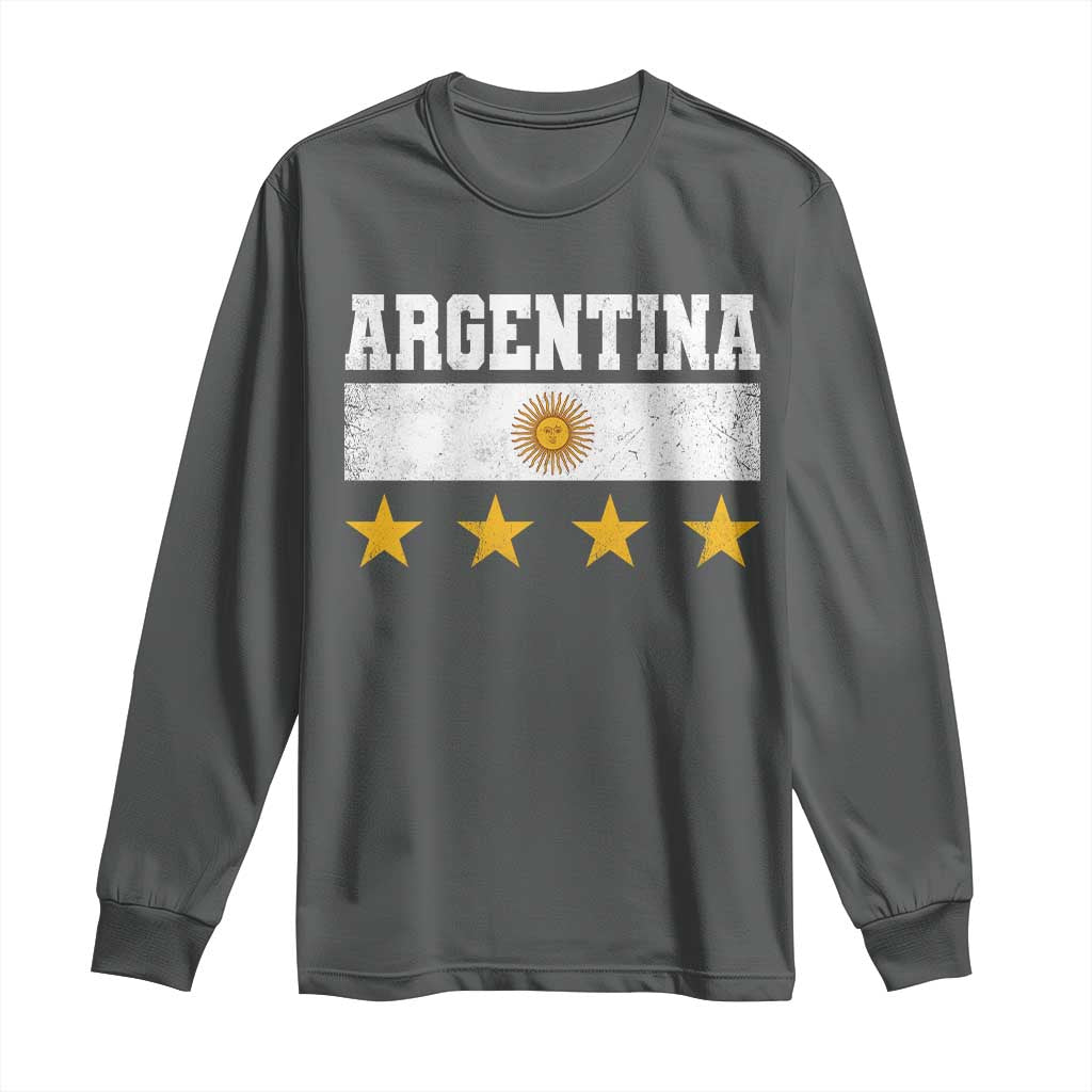 Argentina Champions 2026 4th Star Long Sleeve Shirt Vintage Sol De May and Stripes