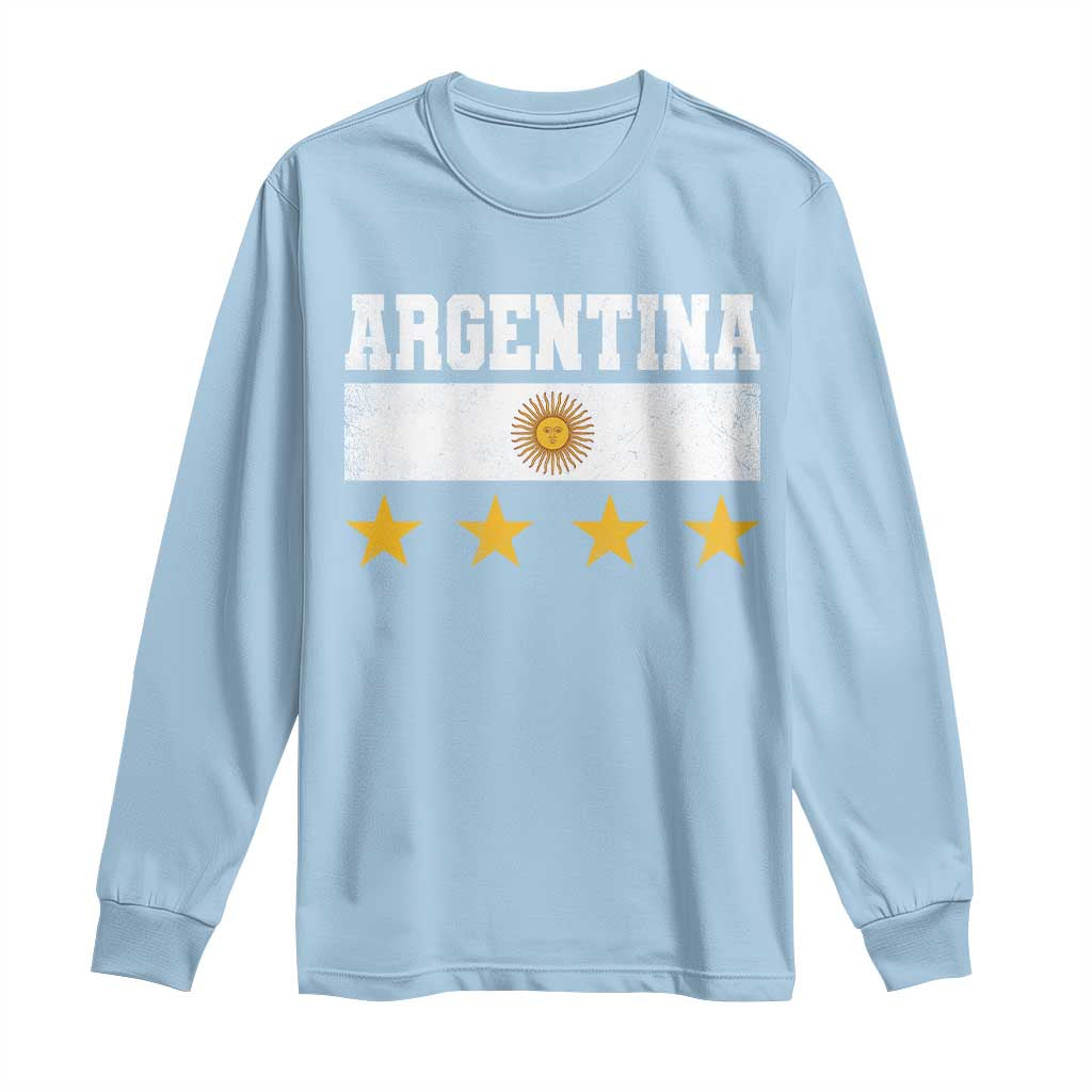Argentina Champions 2026 4th Star Long Sleeve Shirt Vintage Sol De May and Stripes