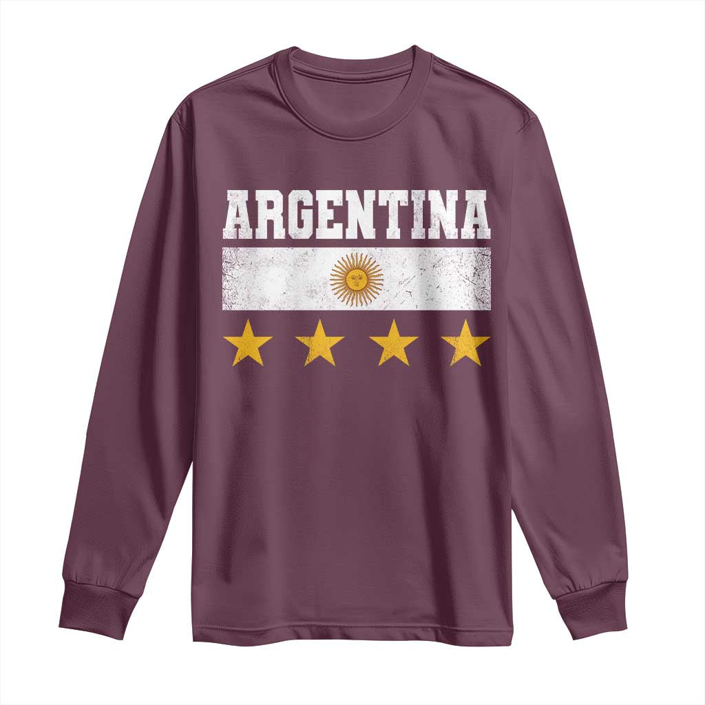 Argentina Champions 2026 4th Star Long Sleeve Shirt Vintage Sol De May and Stripes