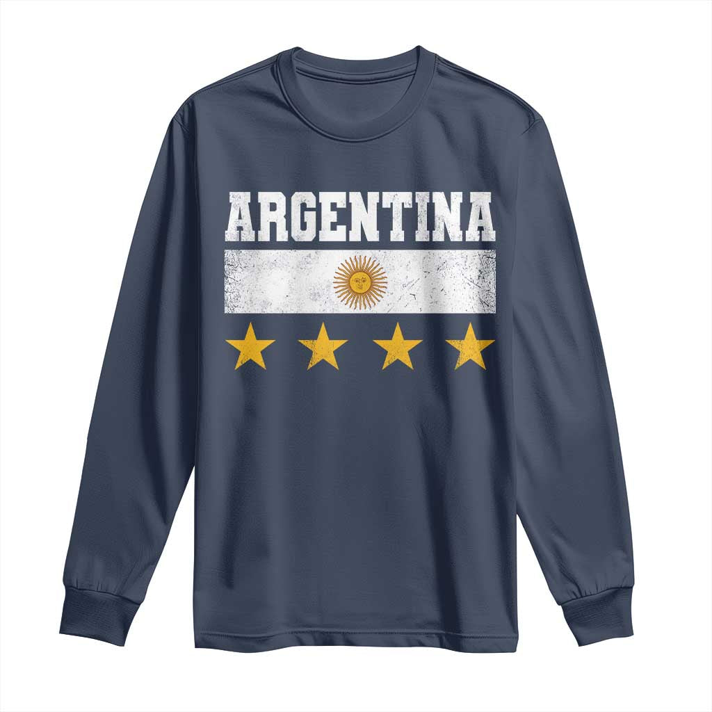 Argentina Champions 2026 4th Star Long Sleeve Shirt Vintage Sol De May and Stripes