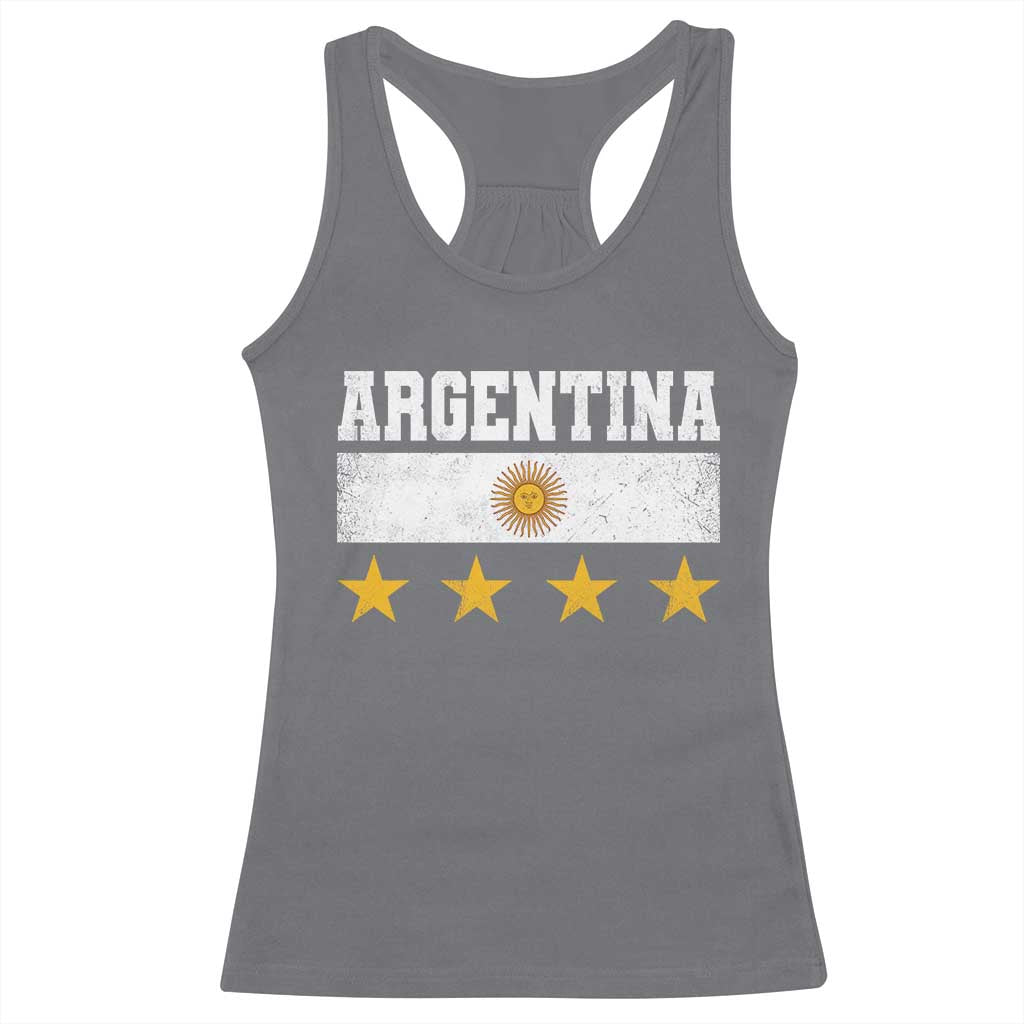 Argentina Champions 2026 4th Star Racerback Tank Top Vintage Sol De May and Stripes