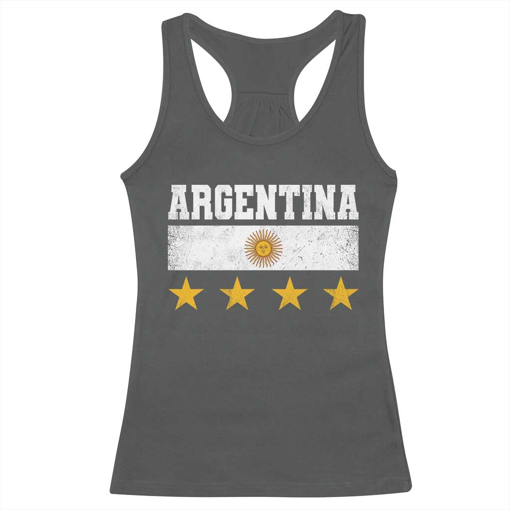 Argentina Champions 2026 4th Star Racerback Tank Top Vintage Sol De May and Stripes