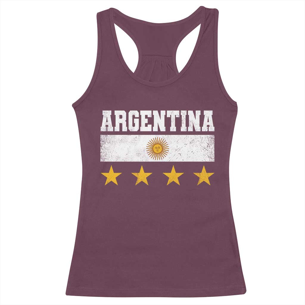 Argentina Champions 2026 4th Star Racerback Tank Top Vintage Sol De May and Stripes