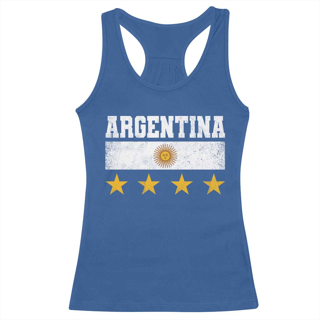 Argentina Champions 2026 4th Star Racerback Tank Top Vintage Sol De May and Stripes