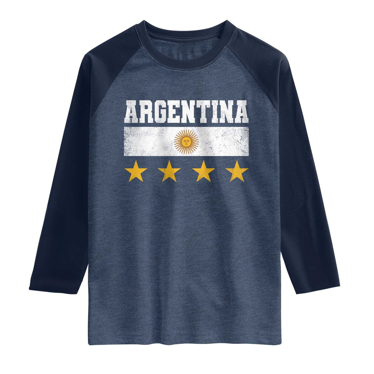 Argentina Champions 2026 4th Star Raglan Shirt Vintage Sol De May and Stripes
