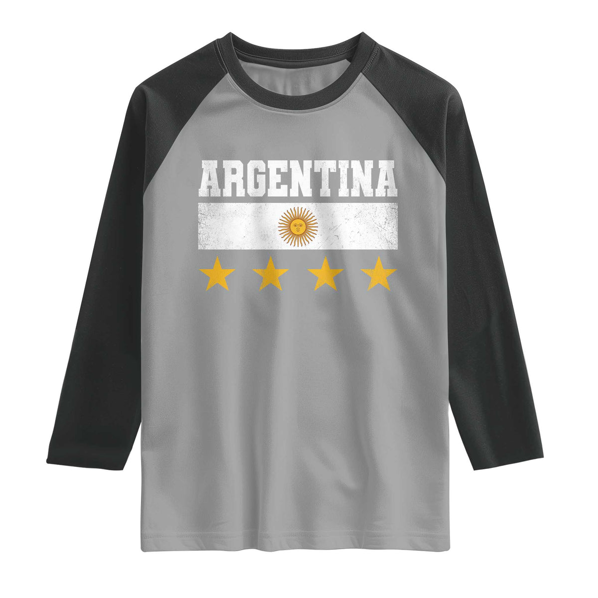Argentina Champions 2026 4th Star Raglan Shirt Vintage Sol De May and Stripes