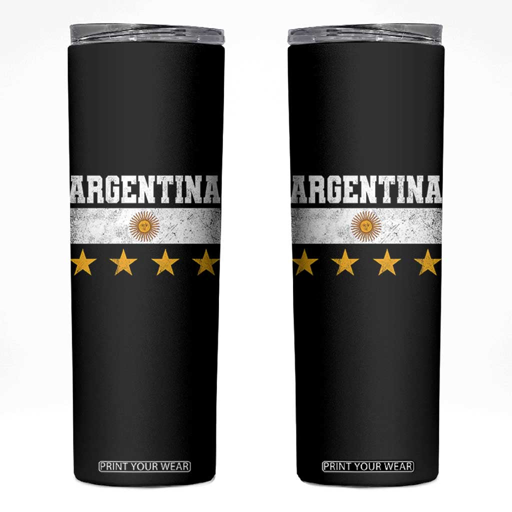 Argentina Champions 2026 4th Star Skinny Tumbler Vintage Sol De May and Stripes