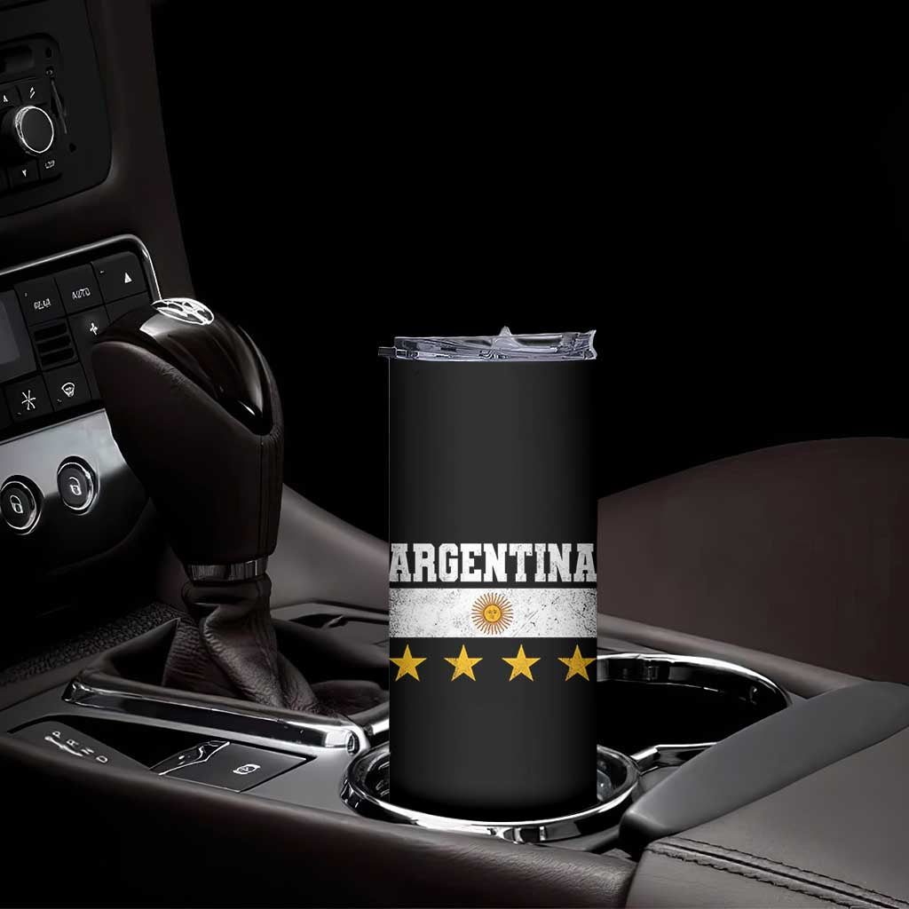 Argentina Champions 2026 4th Star Skinny Tumbler Vintage Sol De May and Stripes