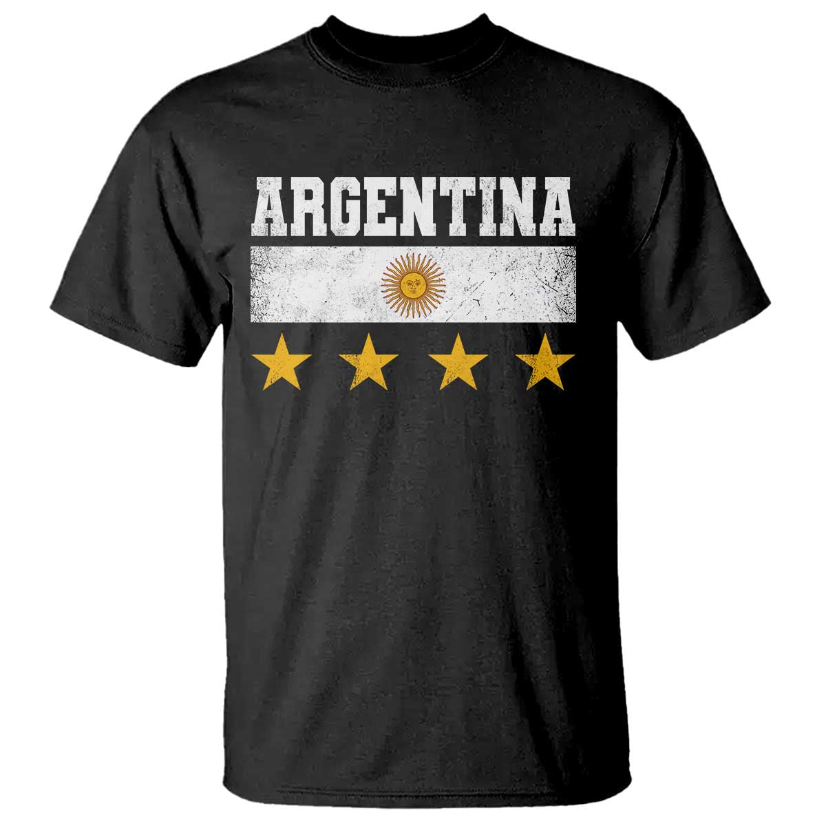 Argentina Champions 2026 4th Star T Shirt Vintage Sol De May and Stripes