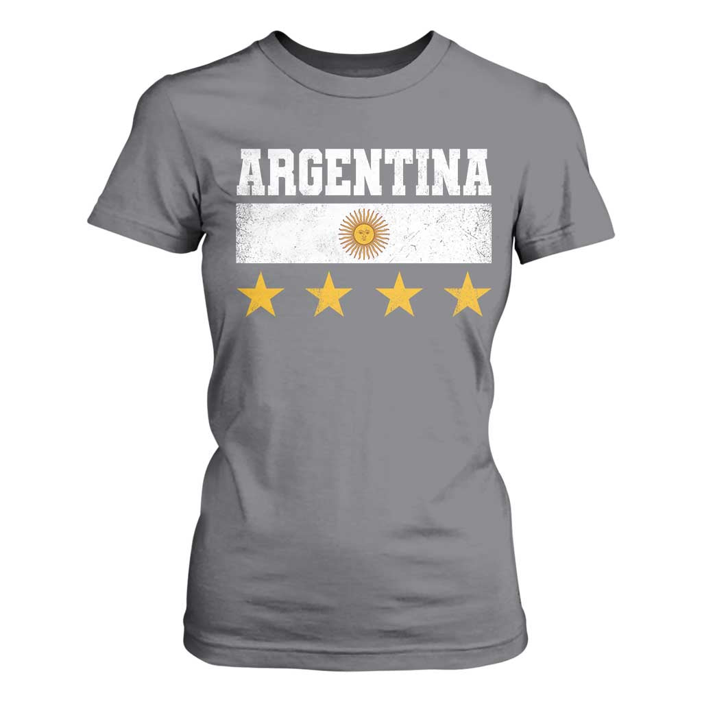 Argentina Champions 2026 4th Star T Shirt For Women Vintage Sol De May and Stripes