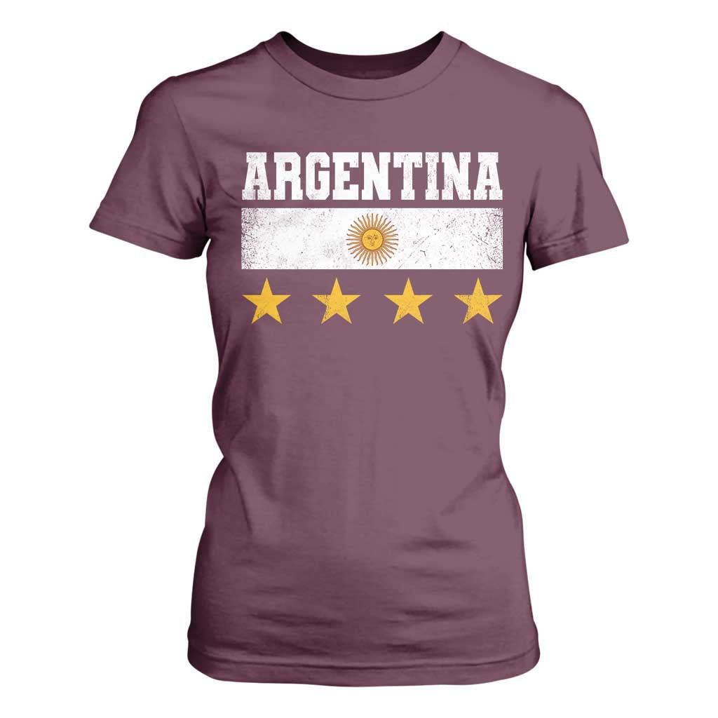 Argentina Champions 2026 4th Star T Shirt For Women Vintage Sol De May and Stripes