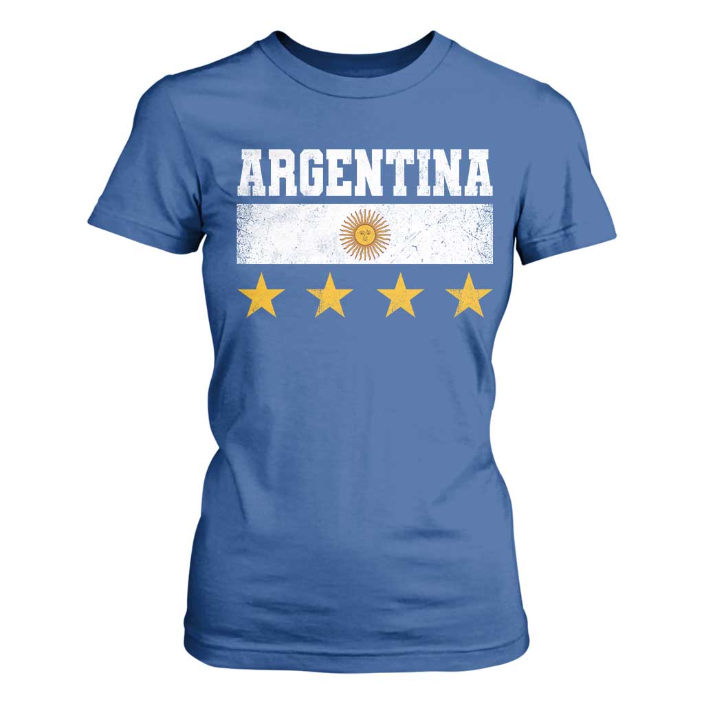 Argentina Champions 2026 4th Star T Shirt For Women Vintage Sol De May and Stripes