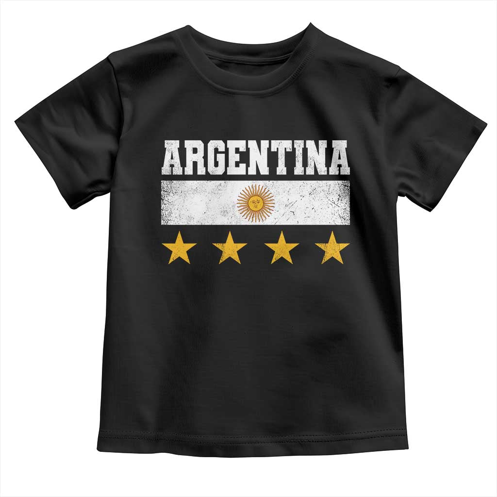 Argentina Champions 2026 4th Star Toddler T Shirt Vintage Sol De May and Stripes