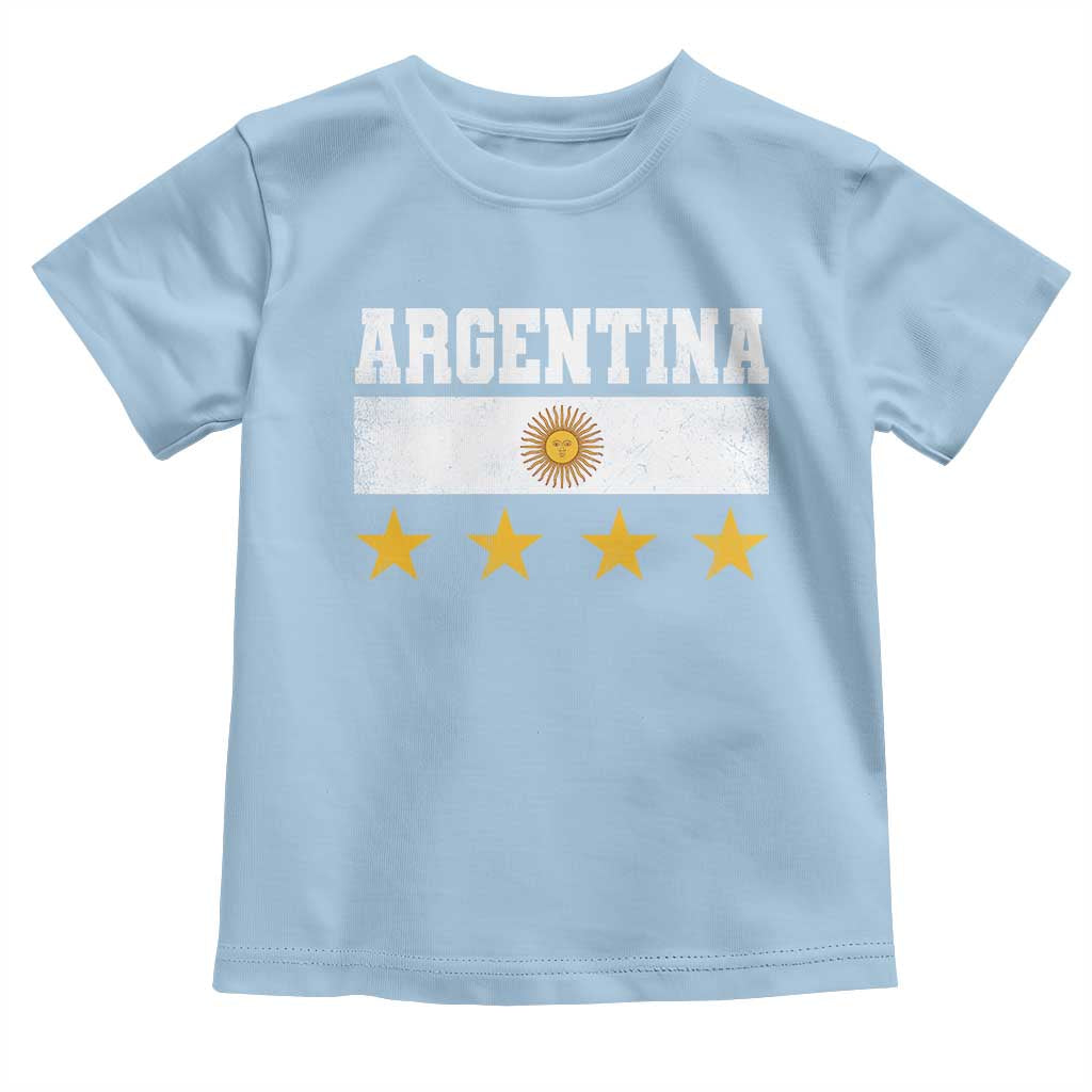 Argentina Champions 2026 4th Star Toddler T Shirt Vintage Sol De May and Stripes TS11 Light Blue Print Your Wear