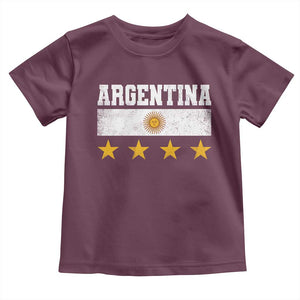 Argentina Champions 2026 4th Star Toddler T Shirt Vintage Sol De May and Stripes