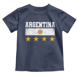 Argentina Champions 2026 4th Star Toddler T Shirt Vintage Sol De May and Stripes
