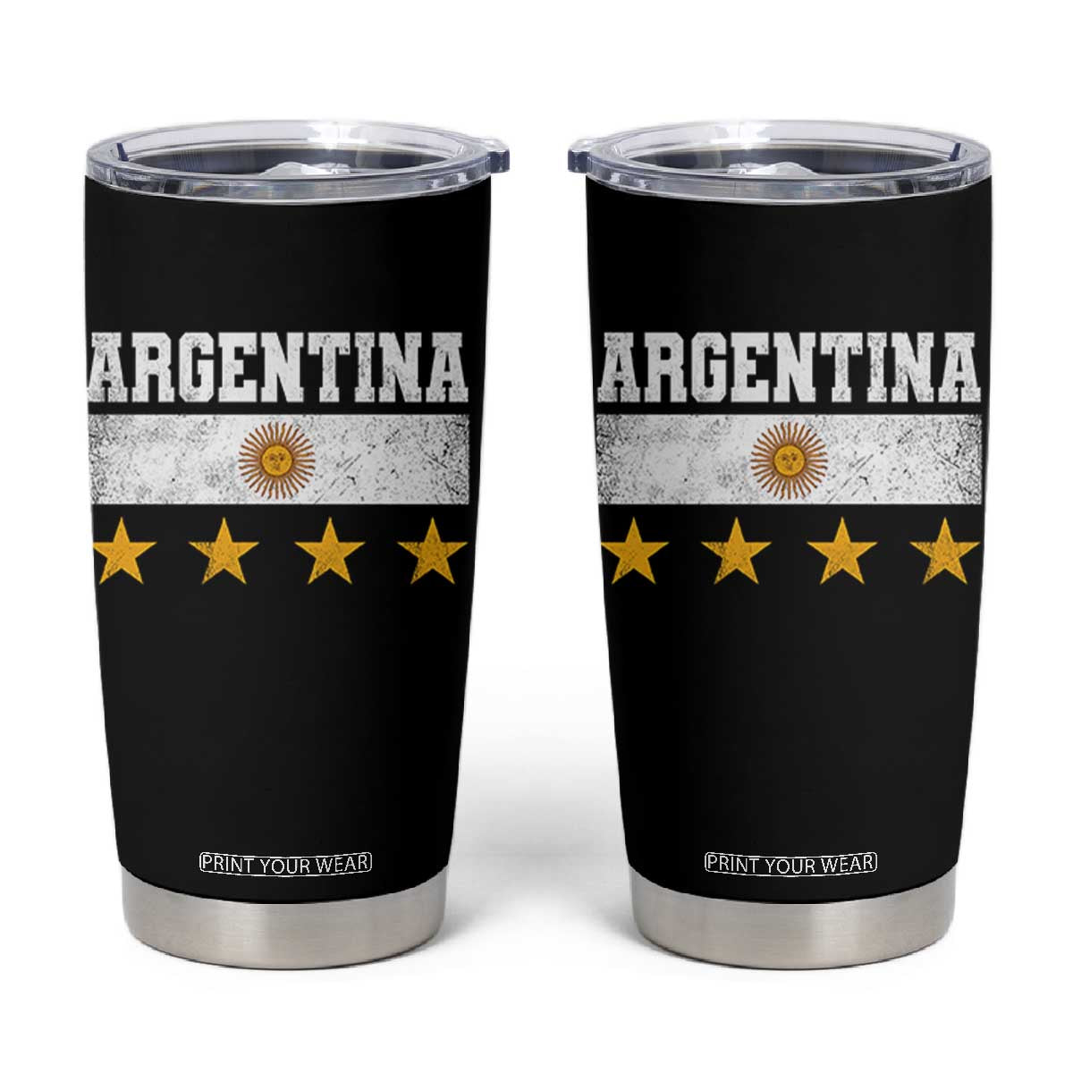 Argentina Champions 2026 4th Star Tumbler Cup Vintage Sol De May and Stripes TS11 Black Print Your Wear