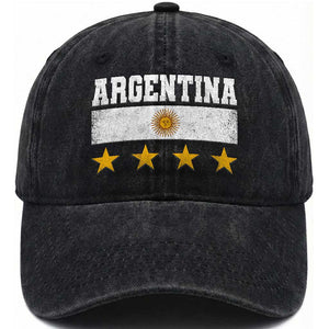Argentina Champions 2026 4th Star Washed Cotton Baseball Cap Vintage Sol De May and Stripes