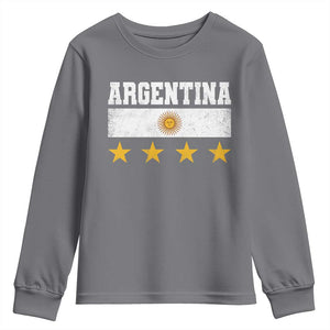 Argentina Champions 2026 4th Star Youth Sweatshirt Vintage Sol De May and Stripes