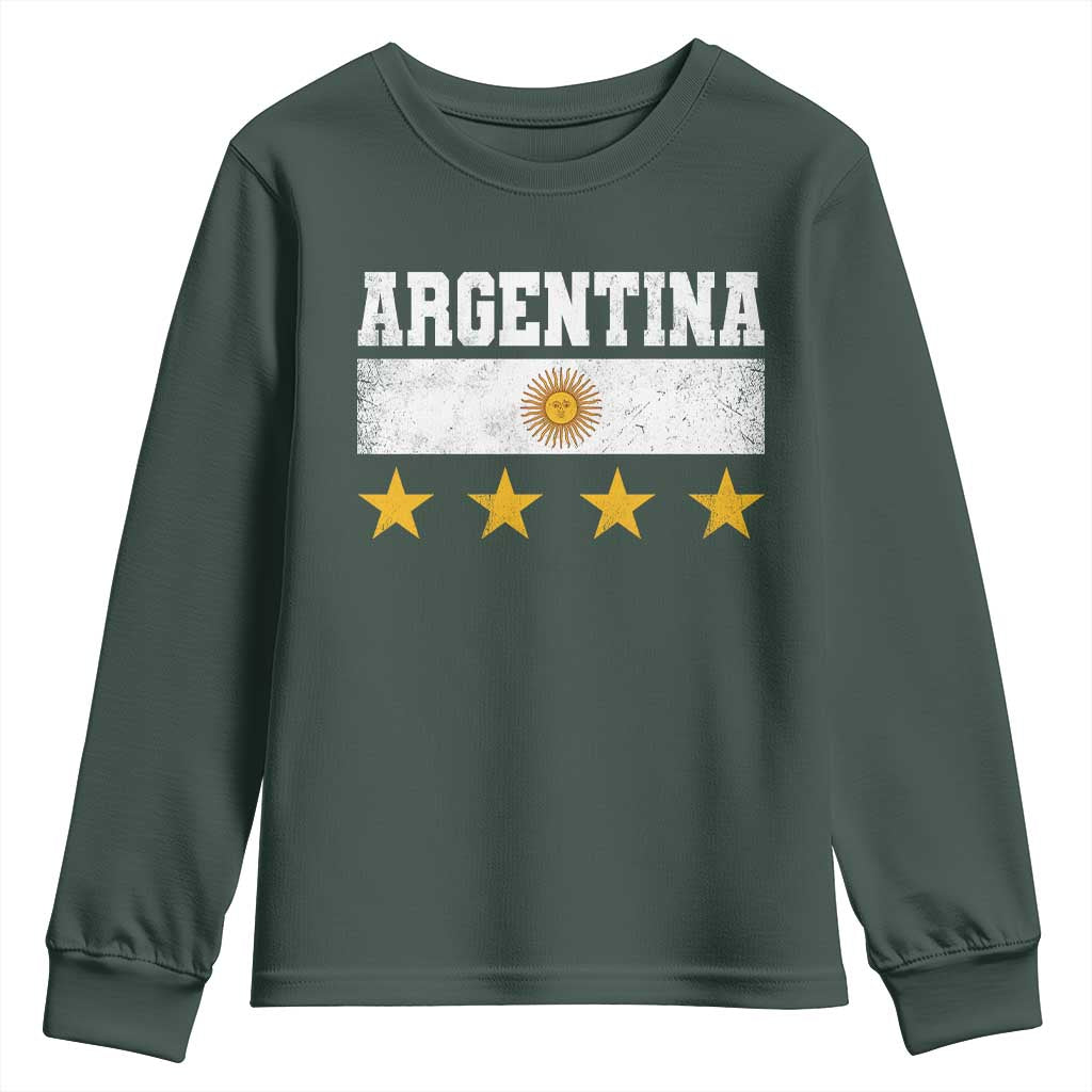 Argentina Champions 2026 4th Star Youth Sweatshirt Vintage Sol De May and Stripes