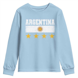 Argentina Champions 2026 4th Star Youth Sweatshirt Vintage Sol De May and Stripes