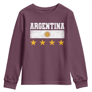Argentina Champions 2026 4th Star Youth Sweatshirt Vintage Sol De May and Stripes