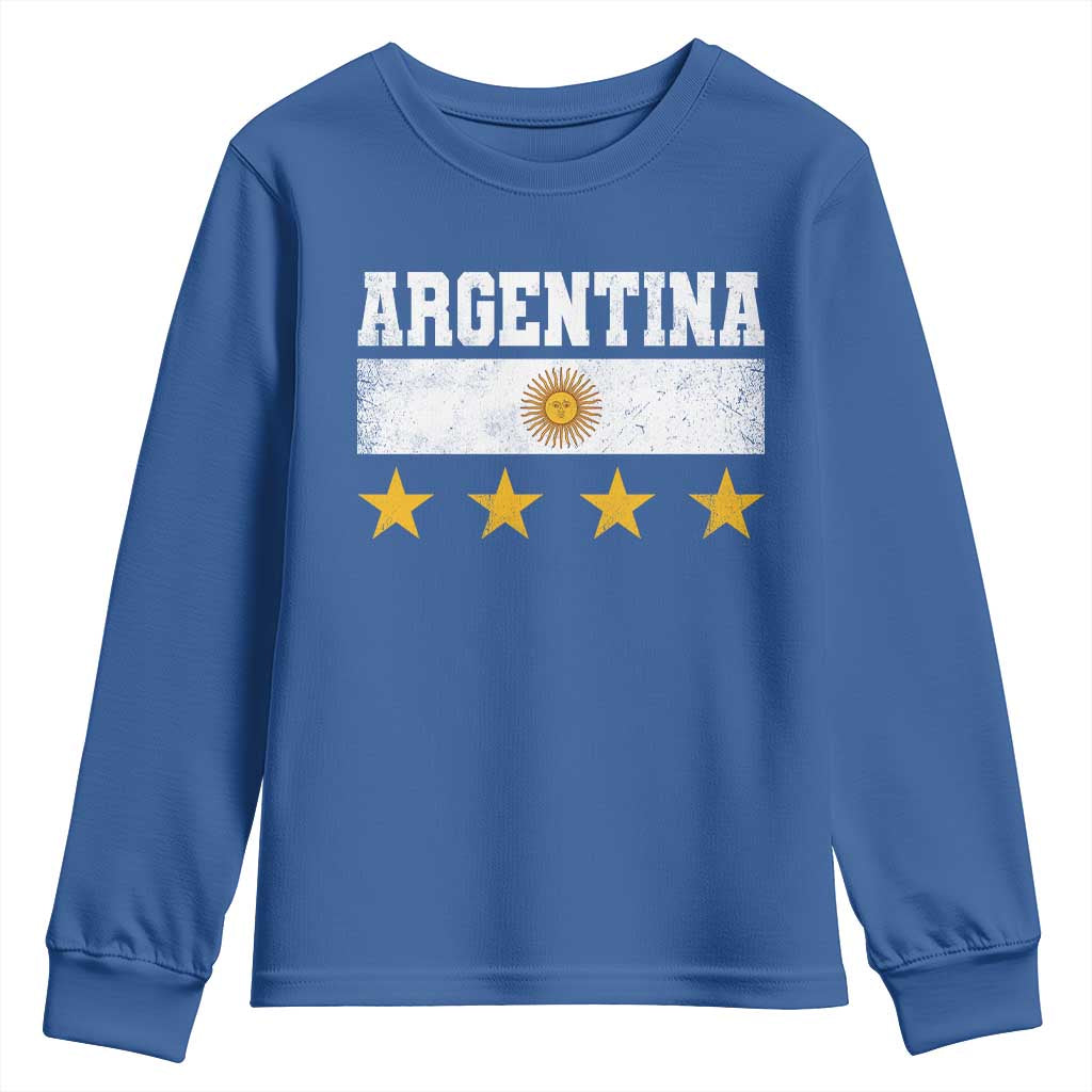 Argentina Champions 2026 4th Star Youth Sweatshirt Vintage Sol De May and Stripes
