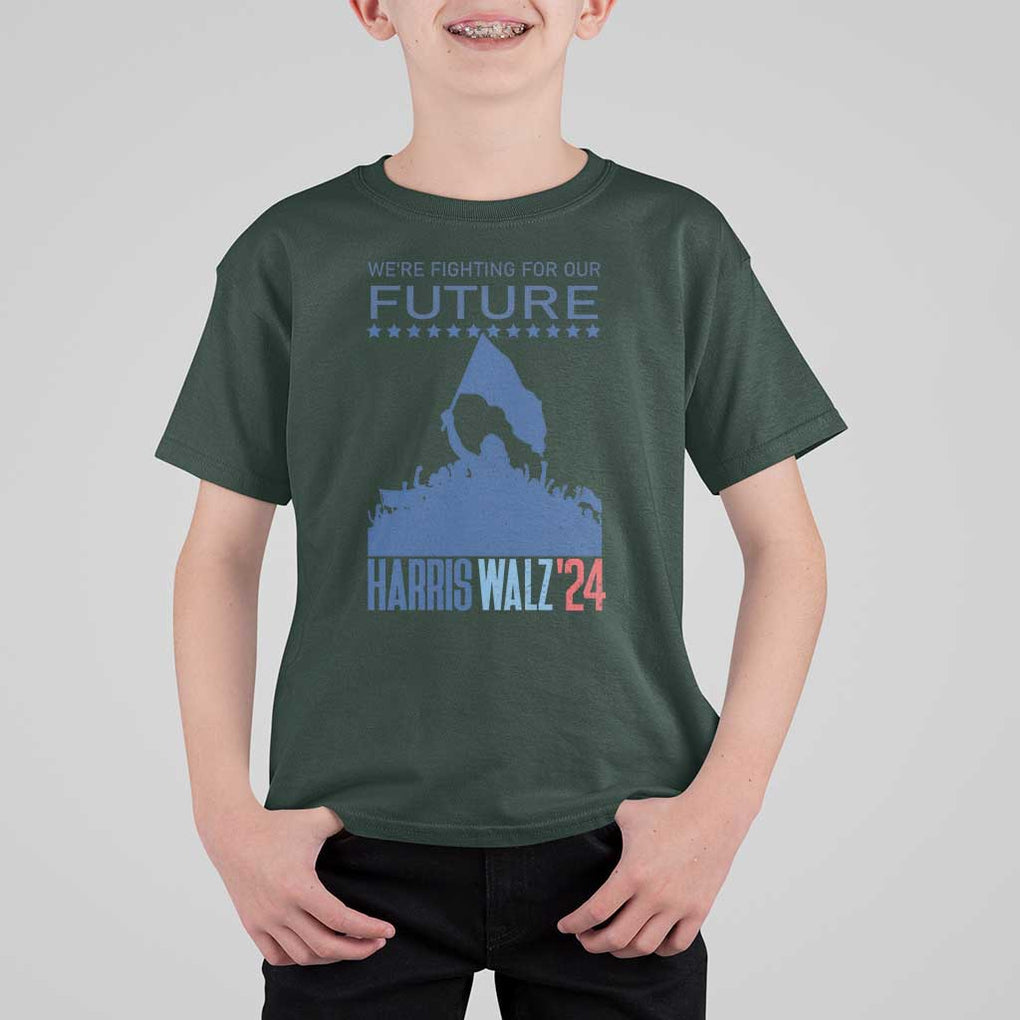 Harris Walz'24 T Shirt For Kid We're Fighting For Our Future Women's Right TS11 Dark Forest Green Print Your Wear