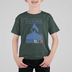 Harris Walz'24 T Shirt For Kid We're Fighting For Our Future Women's Right TS11 Dark Forest Green Print Your Wear