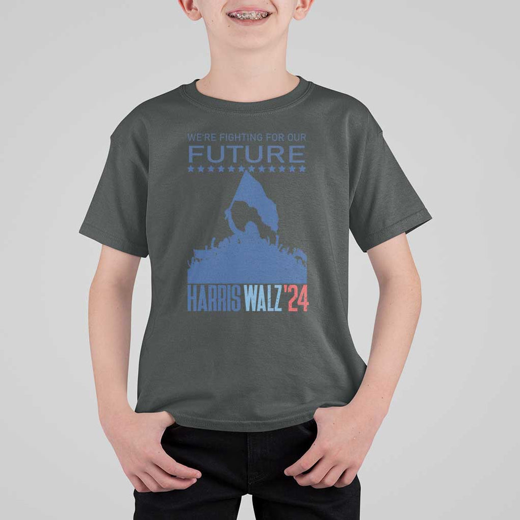 Harris Walz'24 T Shirt For Kid We're Fighting For Our Future Women's Right TS11 Dark Heather Print Your Wear
