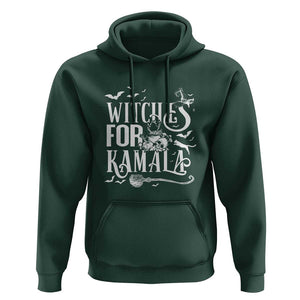 Harris Supporter Hoodie Witches For Kamala Mysterious Bat Cat Cauldron Broom TS11 Dark Forest Green Print Your Wear