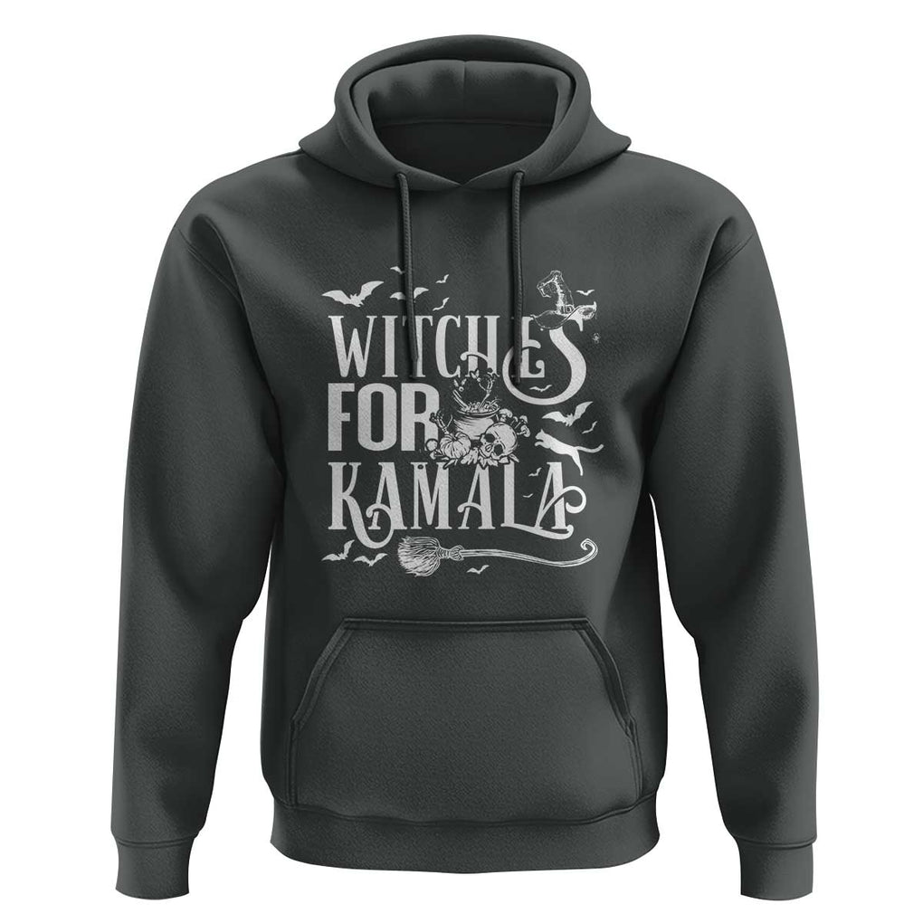 Harris Supporter Hoodie Witches For Kamala Mysterious Bat Cat Cauldron Broom TS11 Dark Heather Print Your Wear