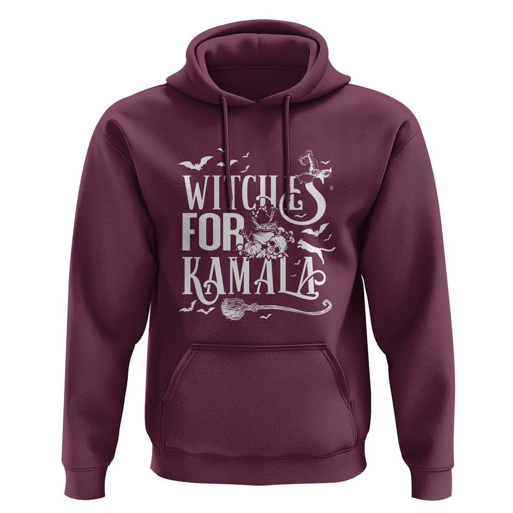 Harris Supporter Hoodie Witches For Kamala Mysterious Bat Cat Cauldron Broom TS11 Maroon Print Your Wear