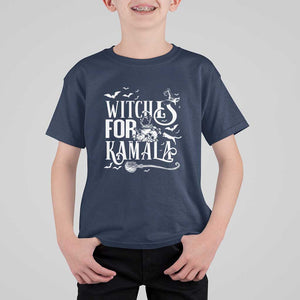 Harris Supporter T Shirt For Kid Witches For Kamala Mysterious Bat Cat Cauldron Broom TS11 Navy Print Your Wear