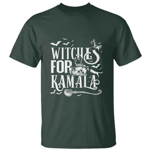 Harris Supporter T Shirt Witches For Kamala Mysterious Bat Cat Cauldron Broom TS11 Dark Forest Green Print Your Wear