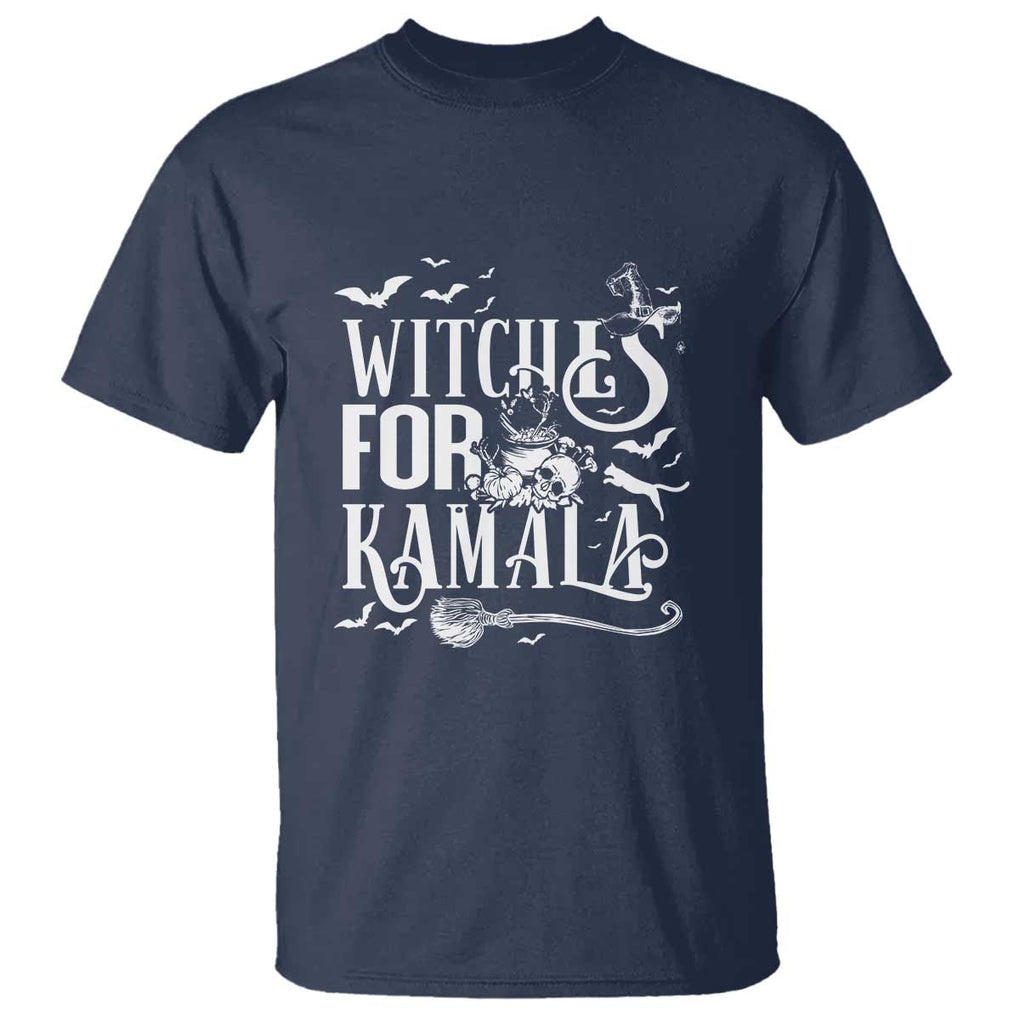 Harris Supporter T Shirt Witches For Kamala Mysterious Bat Cat Cauldron Broom TS11 Navy Print Your Wear