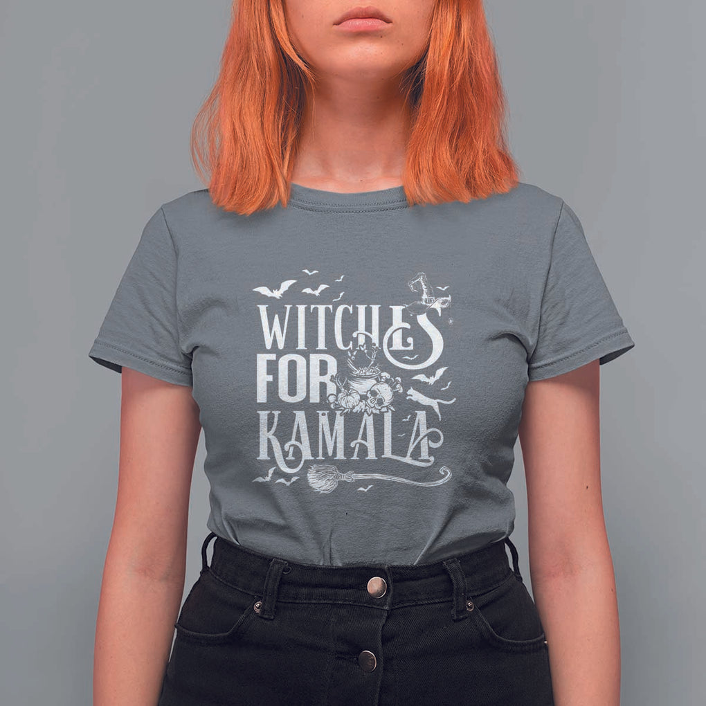 Harris Supporter T Shirt For Women Witches For Kamala Mysterious Bat Cat Cauldron Broom TS11 Charcoal Print Your Wear