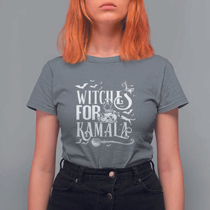 Harris Supporter T Shirt For Women Witches For Kamala Mysterious Bat Cat Cauldron Broom TS11 Charcoal Print Your Wear