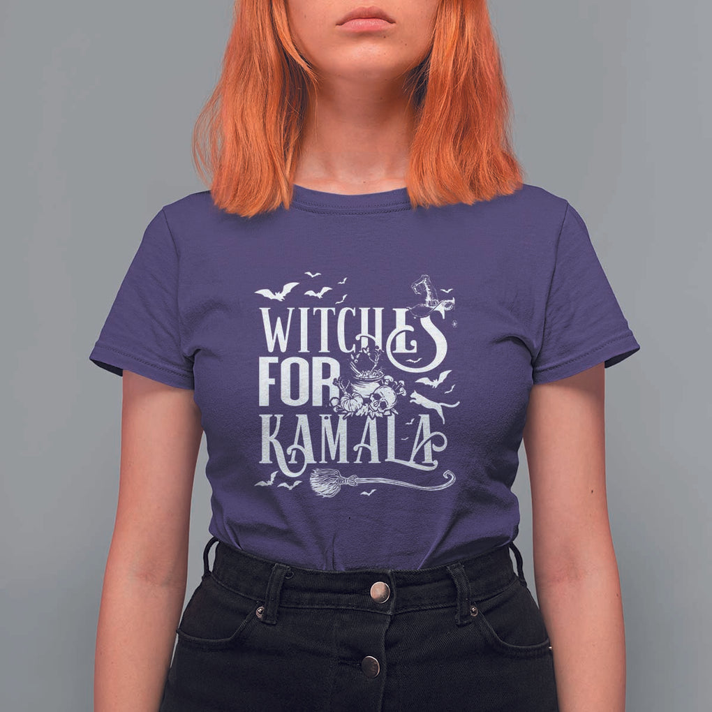 Harris Supporter T Shirt For Women Witches For Kamala Mysterious Bat Cat Cauldron Broom TS11 Purple Print Your Wear