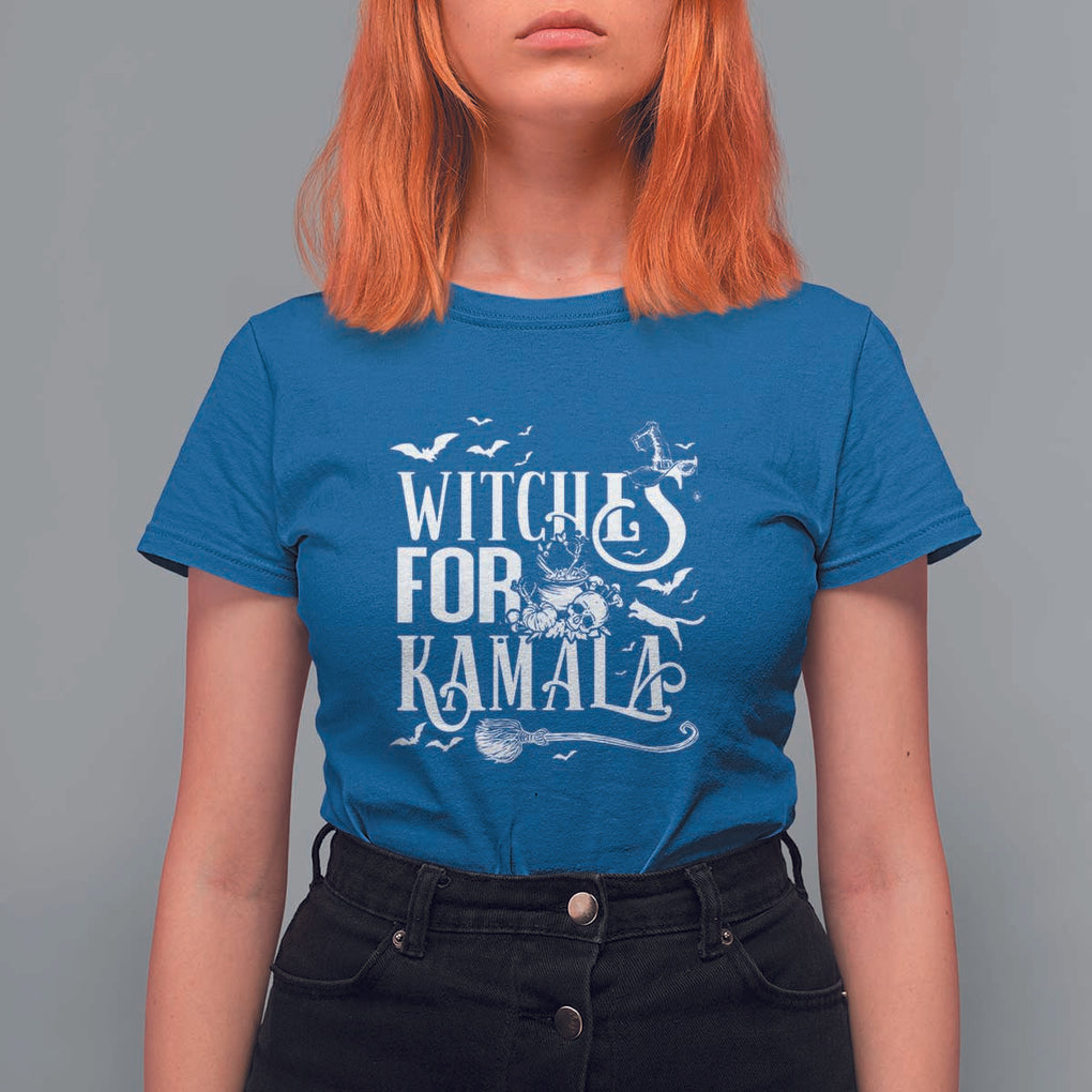 Harris Supporter T Shirt For Women Witches For Kamala Mysterious Bat Cat Cauldron Broom TS11 Royal Blue Print Your Wear