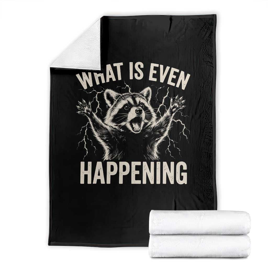 What Is Even Happening Funny Raccoon Throw Blanket Screaming Trash Panda Meme Storm TS11 Black Print Your Wear