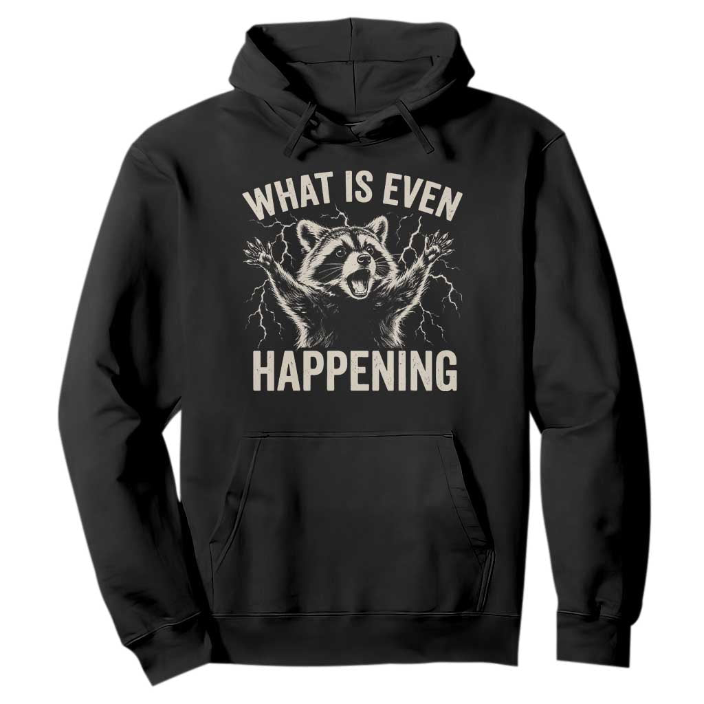 What Is Even Happening Funny Raccoon Hoodie Screaming Trash Panda Meme Storm TS11 Black Print Your Wear