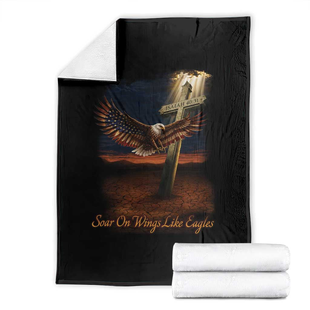 Soar On Wings Like Eagles Christian Faith Throw Blanket Isaiah 40:31 Bible Verse TS11 Black Print Your Wear